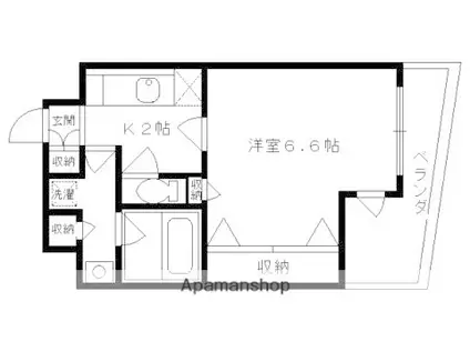 グラマシー京都(1K/2階)の間取り写真
