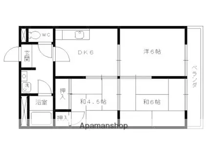 シャトーウメダ(2LDK/4階)の間取り写真