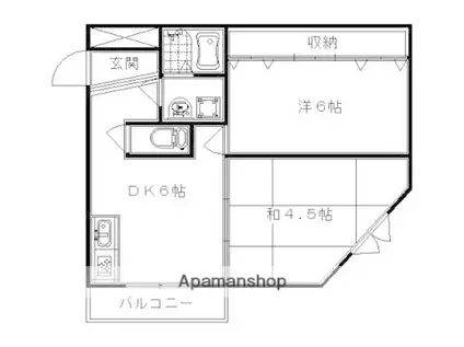 カームハウス嵯峨野(2DK/1階)の間取り写真