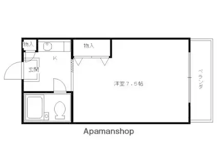 ヤングヴィレッジ嵯峨(1K/2階)の間取り写真