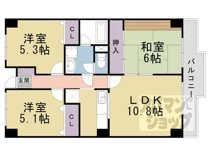 ラポート勧修(3LDK/3階)の間取り写真