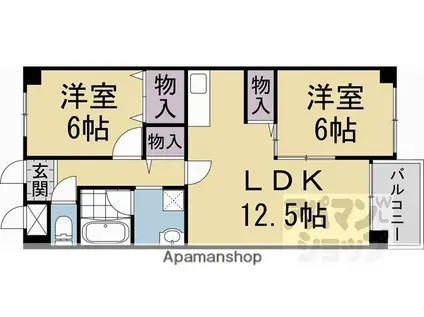 ドミール東寺(2LDK/3階)の間取り写真
