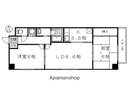 レジデンス鳥羽(2LDK/3階)の間取り写真