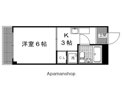 ランドハウス洛北(1K/1階)の間取り写真