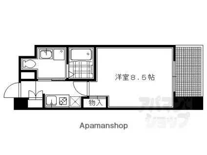レジディア洛北(1K/3階)の間取り写真