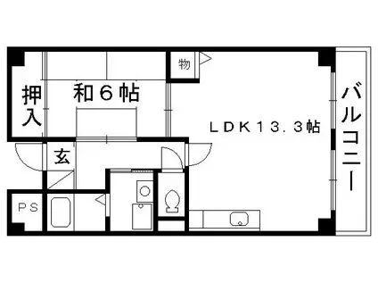 トーシンハイツ桃山(1LDK/2階)の間取り写真