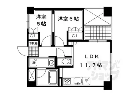 ライオンズ京都四条烏丸レジデンス(2LDK/6階)の間取り写真