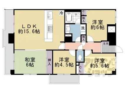 コスモ四条西洞院(4LDK/11階)の間取り写真