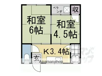 木ノ本ハイツ(2K/3階)の間取り写真