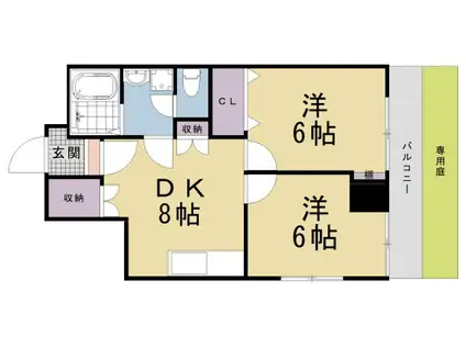 MIREI東福寺(2DK/1階)の間取り写真