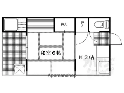 西野荘(1K/1階)の間取り写真