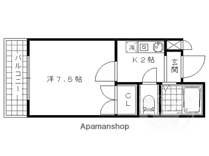 ヴィラ樅の木(1K/2階)の間取り写真