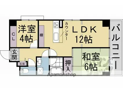 ロイヤル京都丸太町(2LDK/6階)の間取り写真