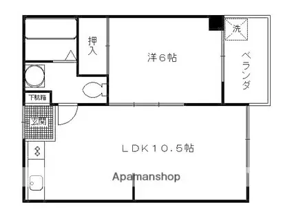 マルサクマンション(1LDK/2階)の間取り写真
