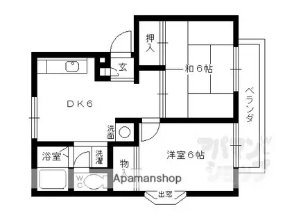 ユニティ小林(2DK/1階)の間取り写真