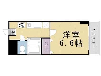 セントポーリア丸太町(1K/3階)の間取り写真