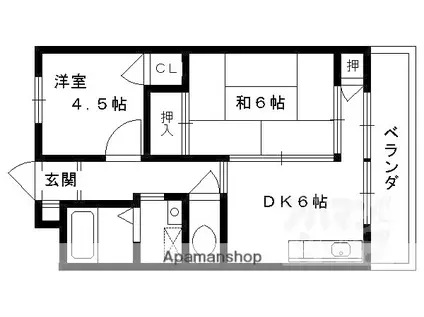 ハイツ魚満(2DK/1階)の間取り写真