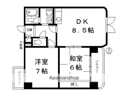 ルネ吉祥院(2DK/5階)の間取り写真