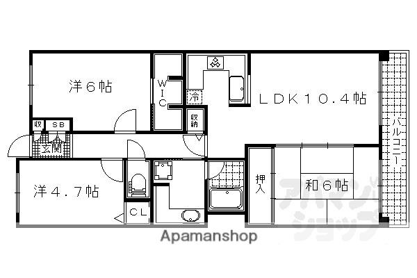 藤和ライブタウン山科(3LDK/6階)の間取り写真