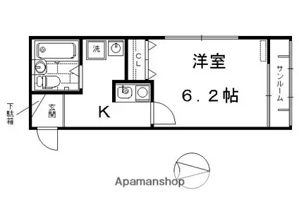 クラシカル志音(1K/4階)の間取り写真