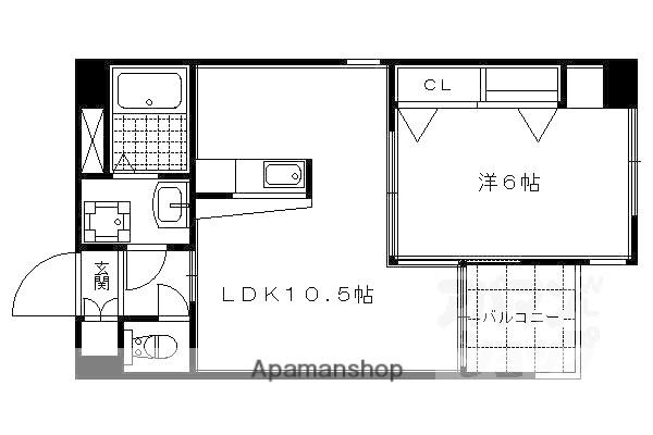 サンクラージュ山科三条(1LDK/6階)の間取り写真