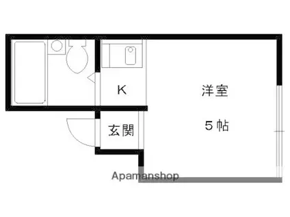 川田道ハイツ(1K/3階)の間取り写真