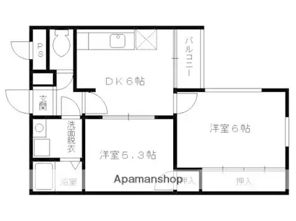 グレース菱屋(2DK/2階)の間取り写真