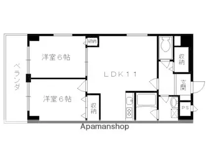 グランベール西七条(2LDK/6階)の間取り写真