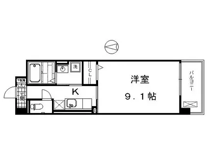 BELLE・FRANC祥鳥橋(1K/3階)の間取り写真