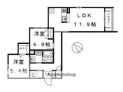 シャーメゾンシアラ(2LDK/2階)の間取り写真