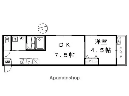 アジュールメゾン十条(1DK/3階)の間取り写真