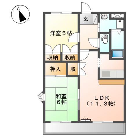 プレイス エリエゼル(2LDK/1階)の間取り写真