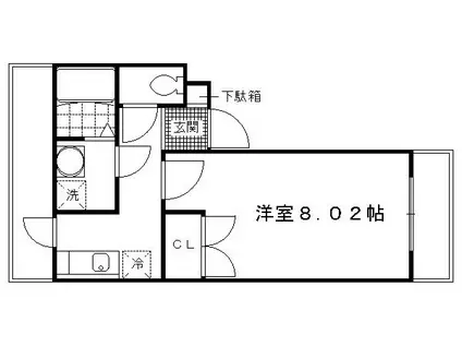京阪電気鉄道宇治線 観月橋駅 徒歩5分 2階建 築9年(1K/1階)の間取り写真