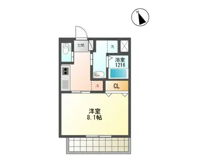 グランディ 凌(1K/1階)の間取り写真