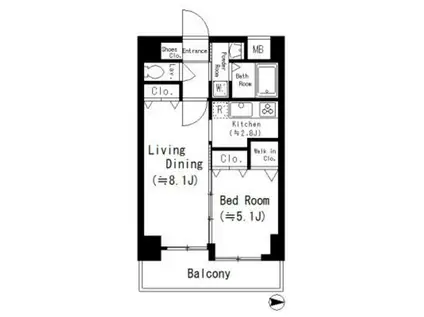 ルーエ五条堀川(1LDK/5階)の間取り写真