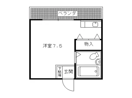 京阪電気鉄道鴨東線 出町柳駅 徒歩22分 3階建 築31年(ワンルーム/3階)の間取り写真