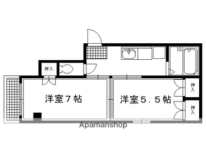 ウィルネス(2K/1階)の間取り写真