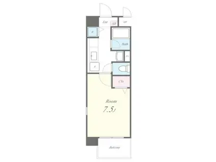 ヴェルキューブ石雲(1K/2階)の間取り写真