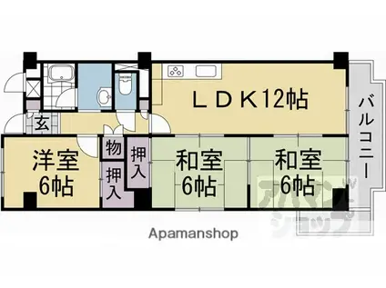 向島ニュータウン2街区D棟(3LDK/6階)の間取り写真