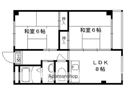 コーポラス伏見(2DK/2階)の間取り写真
