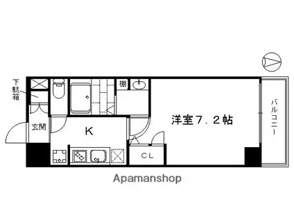アクアプレイス京都洛南Ⅲ(1K/4階)の間取り写真