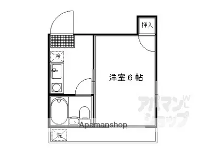フロンティア西森ビル(1K/4階)の間取り写真