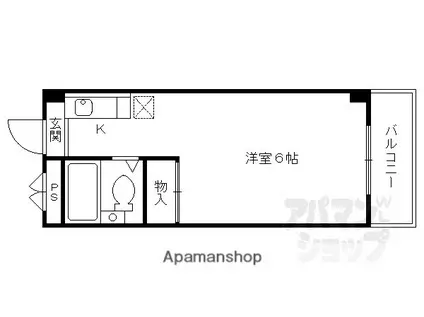 ヴィラケント(1K/2階)の間取り写真