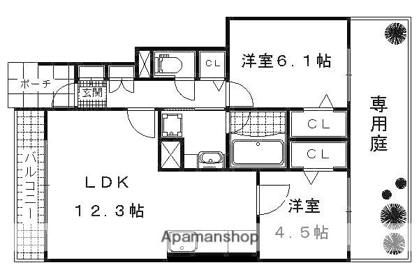 ヴェール桃山(2LDK/1階)の間取り写真