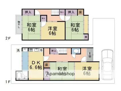 京阪電気鉄道宇治線 観月橋駅 徒歩2分 2階建 築47年(5DK)の間取り写真