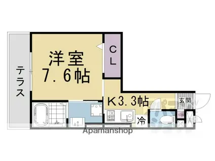 CRESCERE洛北(1K/1階)の間取り写真
