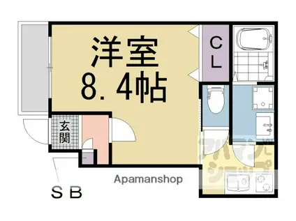 エステイトE桂川B棟(1K/1階)の間取り写真