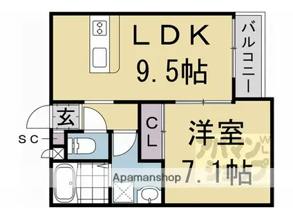 プライベートレジデンス京都駅西(1LDK/1階)の間取り写真