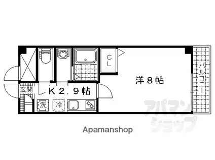 ボヌール小野(1K/4階)の間取り写真