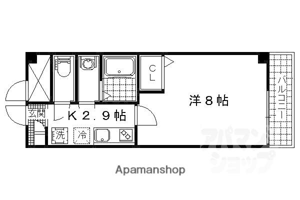 ボヌール小野(1K/3階)の間取り写真